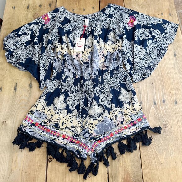 NWT RAGA Floral Off The Shoulder Romper XS S Anthropologie - Picture 3 of 9